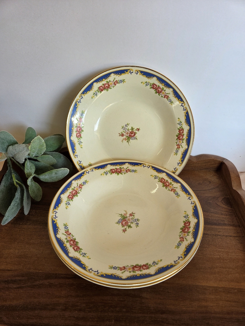 Vintage Homer Laughlin Eggshell Nautilus Salad Bowl Set Of 3 In Blue